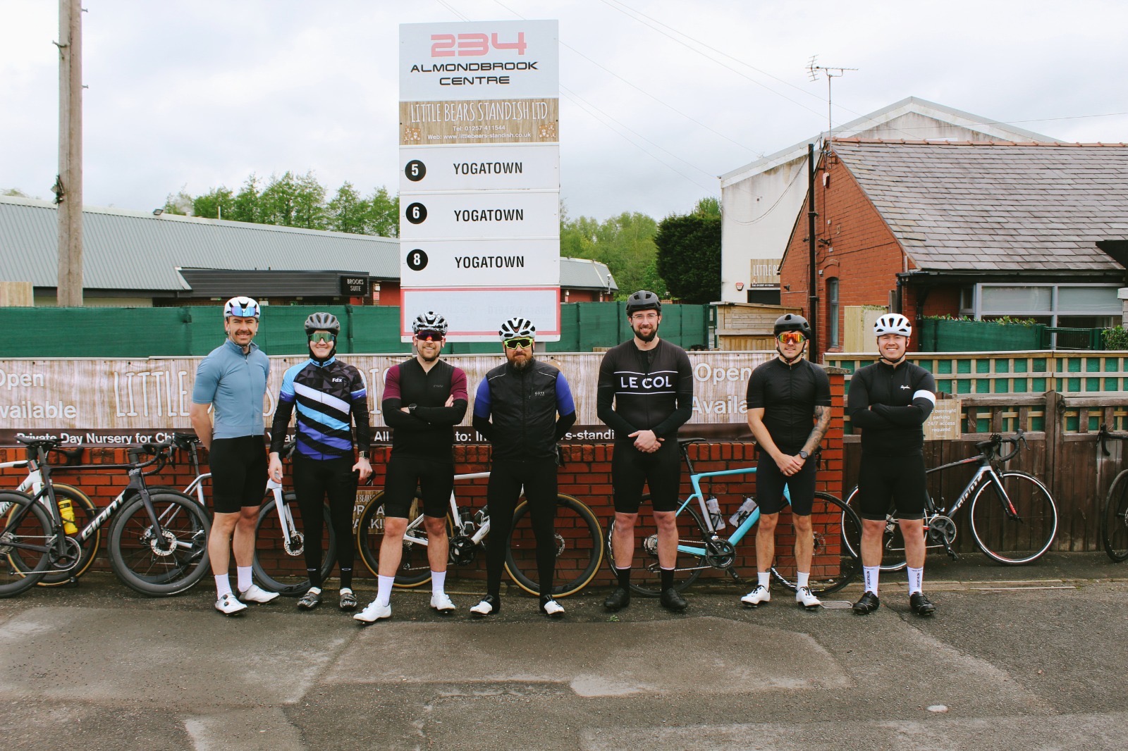 Spire collective group ride lined up outside Almondbrook Centre, Standish